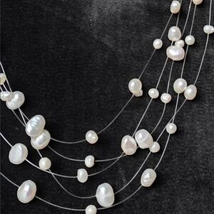 Freshwater Pearl Illusion Necklace – Adjustable 17–18”, Multi-Strand